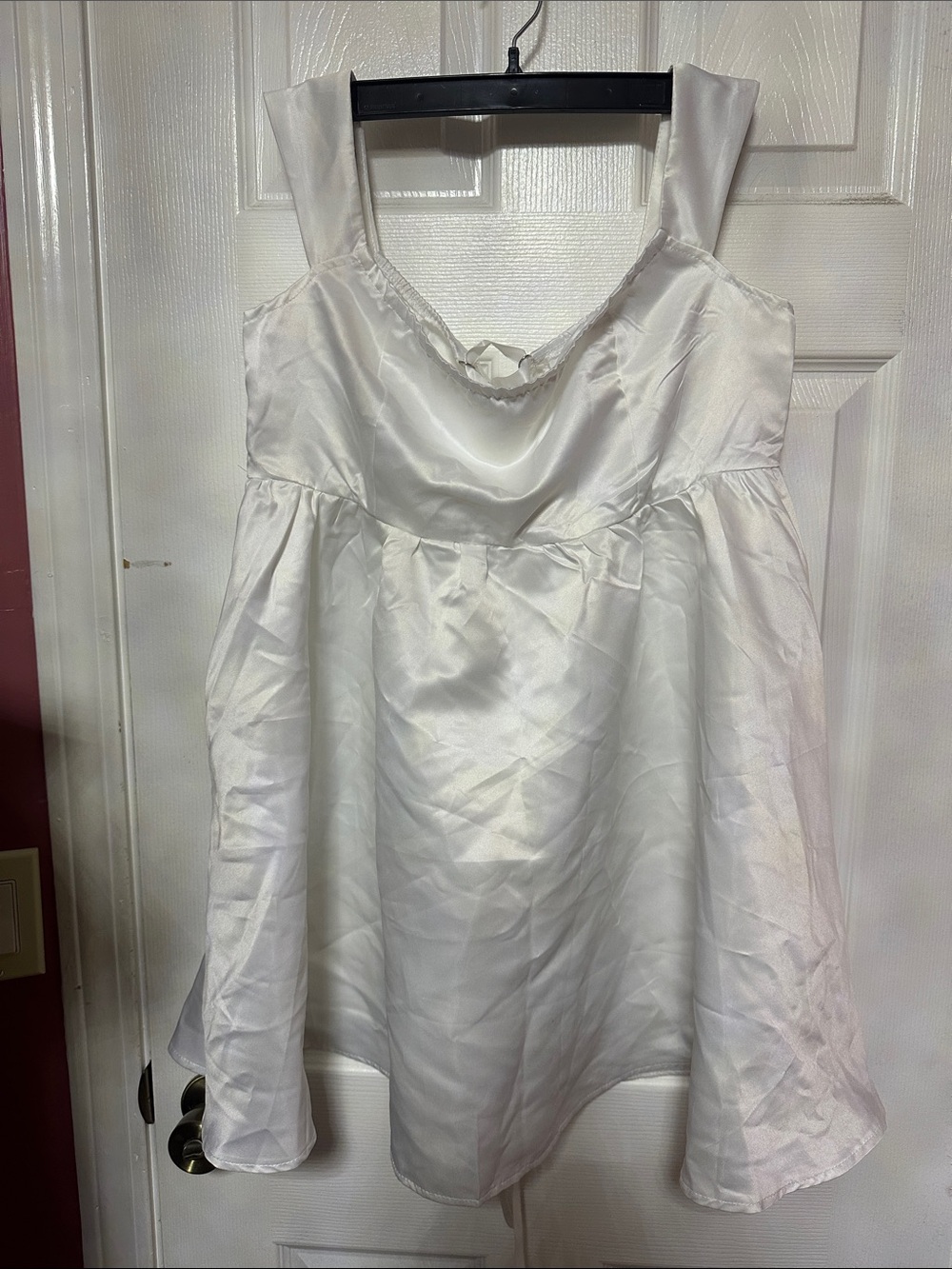 Satin White Sleeveless Babydoll Top